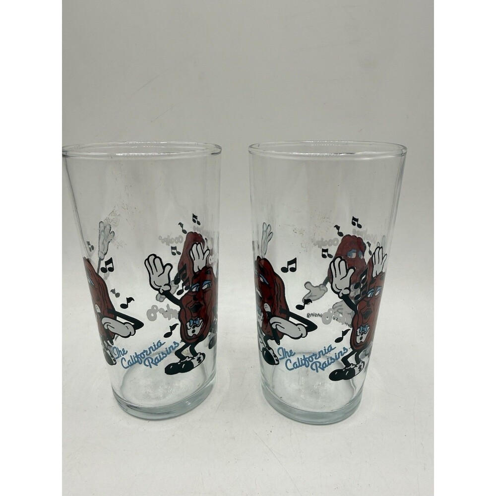 Set 2 Vintage 1989 CalRab Applause The California Raisins Tall Drinking Glasses